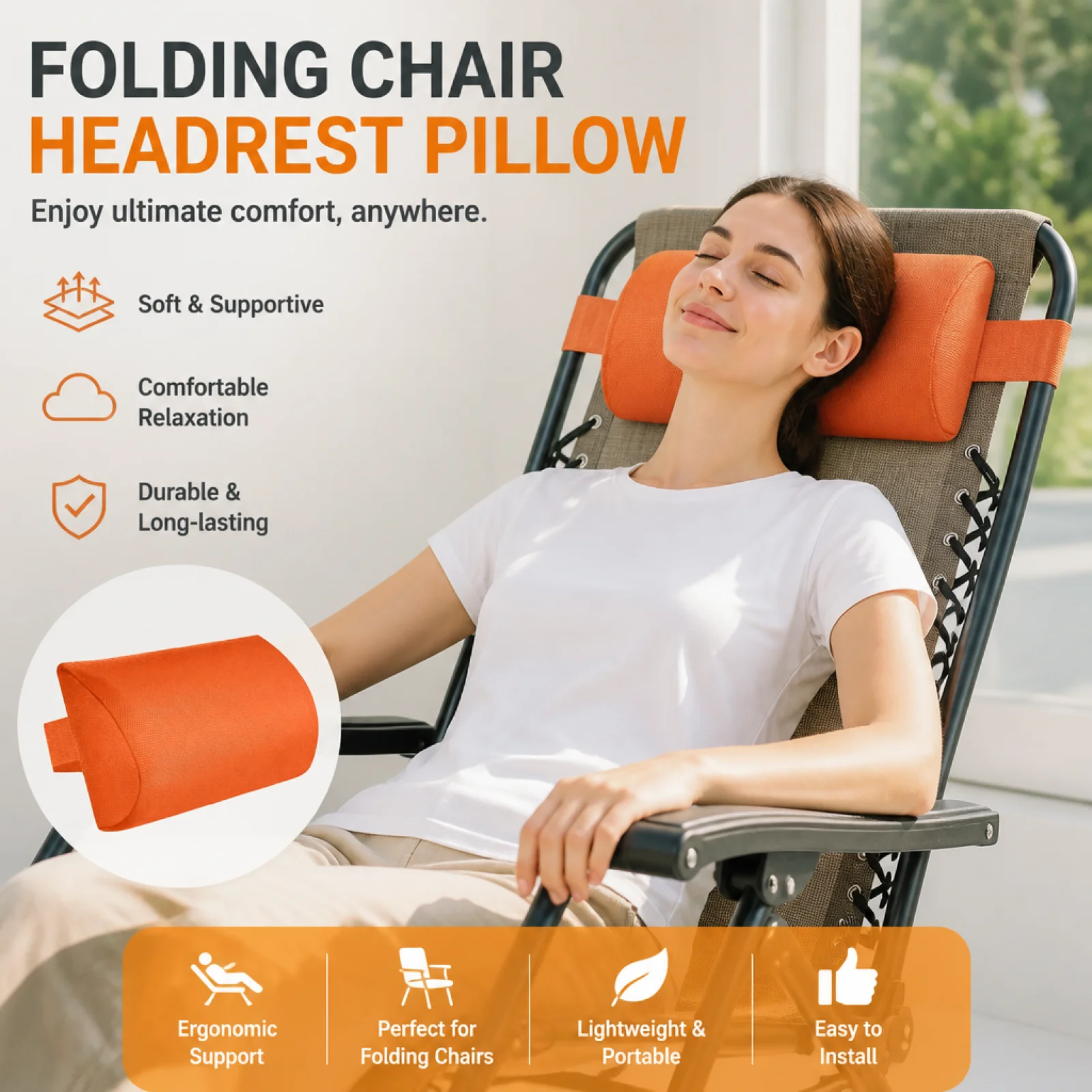 Recliner Chair Headrest Pillow Supportive Mesh Cover Headrest Pillow with Attachment Tabs Easy to Attach for Napping, Relaxing,