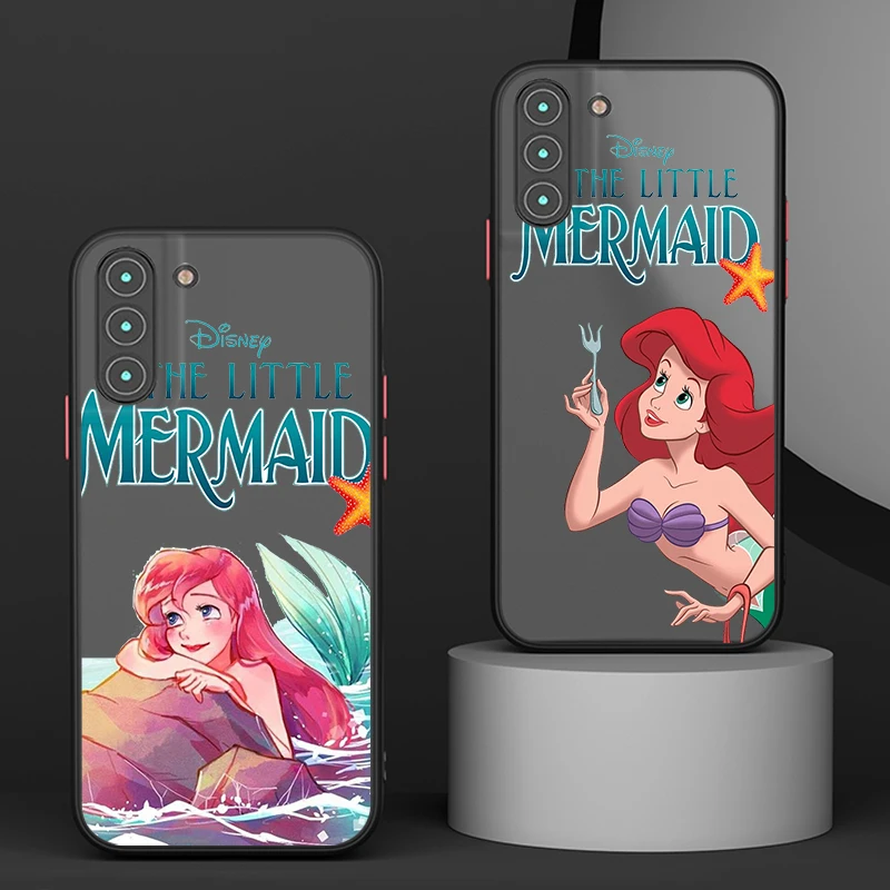 

Disney The Little Mermaid For Samsung S24 S23 S22 S21 Ultra S20 FE Note 20 Lite Plus Frosted Translucent Phone Case