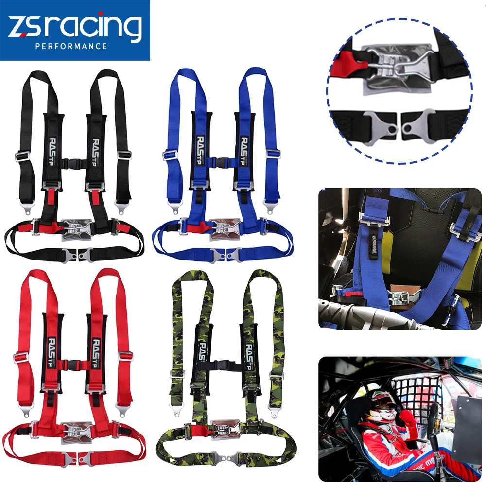 

New Universal 2 Inch 4-Point Car Auto Racing Seat Belt Safety Harness Set with Ultra Comfort Heavy Duty Shoulder Pads BAG036