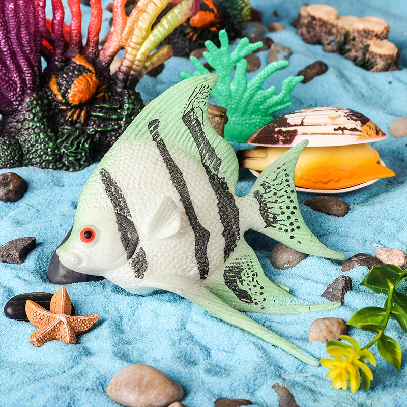 Oenux Meeresleben Tier Tintenfisch Krabbe Clownfisch Lionfish Seestern Hai Schmetterling Fisch Fliegender Fisch TPR Weiches Modell Spielzeug Kind Geschenk – Detail 25