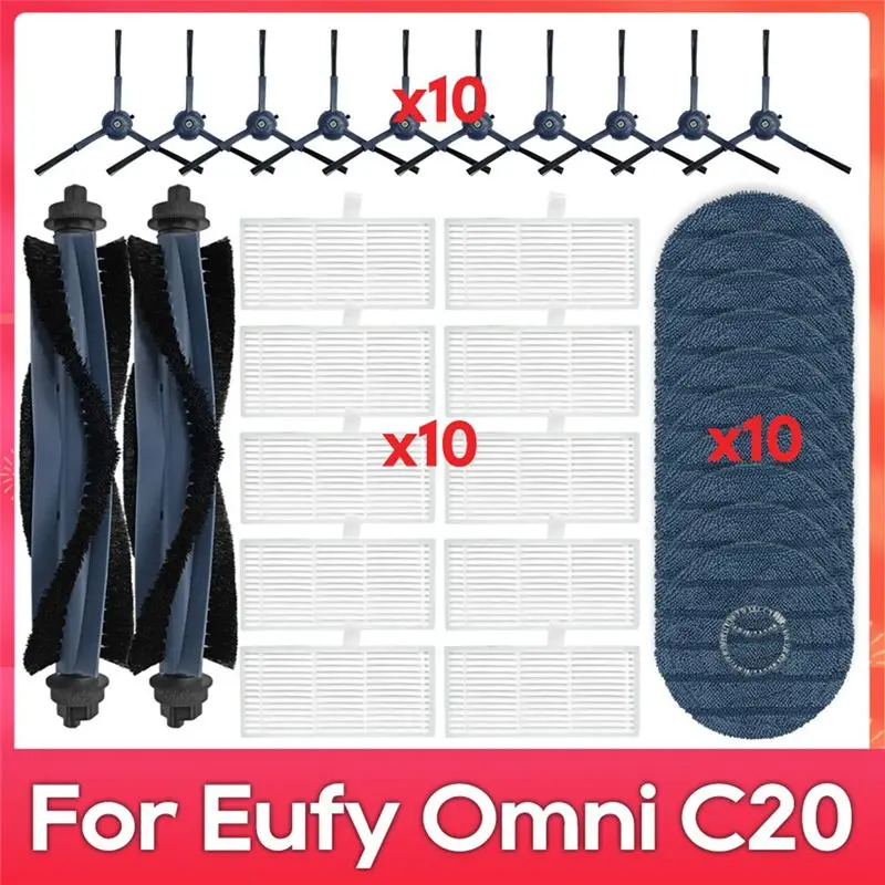 Y50A-For Eufy Omni C20 Robot Vacuum Cleaner Main Side Brush Filter Mop Cloth Spare Parts Accessories