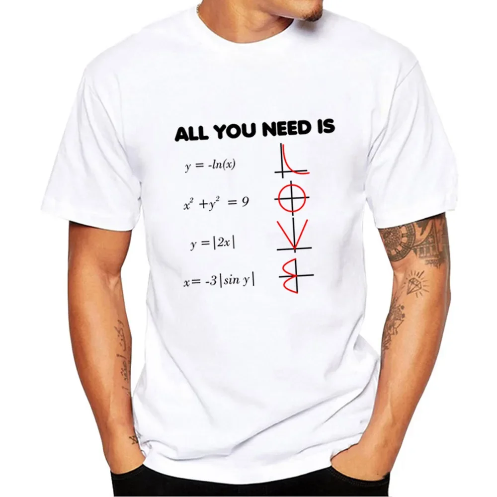 Summer Fashion Graphic T Shirts  All You Need Is Love Math T Men's Short Sleeve O-Neck Casual Tee Tops Clothes Tumblr Shirts