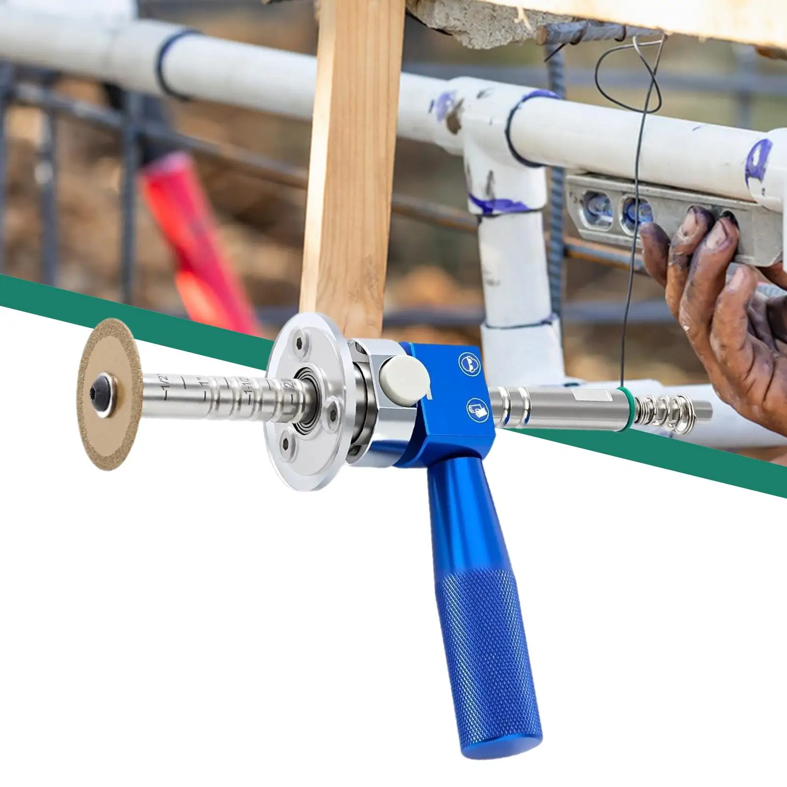Internal Pipe Cutter for PVC Pipe Stainless Steel Plumbing Internal Cutting Tool with Diamond Grit Cutting Adjustable