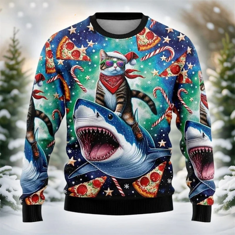 Ugly Christmas Sweater For Unisex Funny Santa Claus Graphic Winter Warm Pullover Casual Loose Fit Christmas Sweatshirt