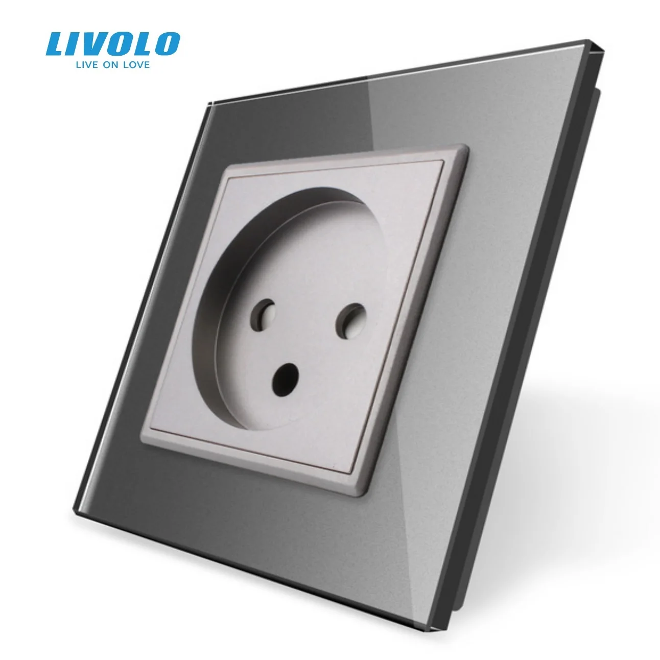 Original Livolo EU Standard Israel Power Socket, Crystal Glass Panel,100~250V 16A Wall Electrical Sockets,C7C1IL-15,no logo