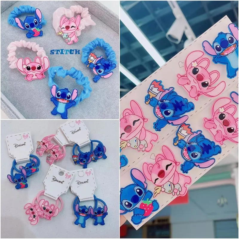 1/5/10 adet Disney Anime Lilo ve dikiş saç bantları Kawaii dikiş firkete karikatür lastik bant saç accessogirl kız hediyeler oyuncak