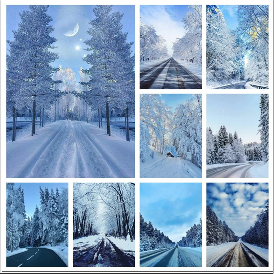 5D Full Square Diamond Painting Landscape Diamond Embroidery Winter Tree Mosaic Picture Of Rhinestones Forest Handicraft