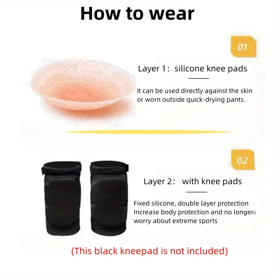 2pcs Silicone Inner Wear Skiing Protective Gear, Knee Protection Pad, Skiing & Skating Equipment, Knee Pads, Elbow Pads