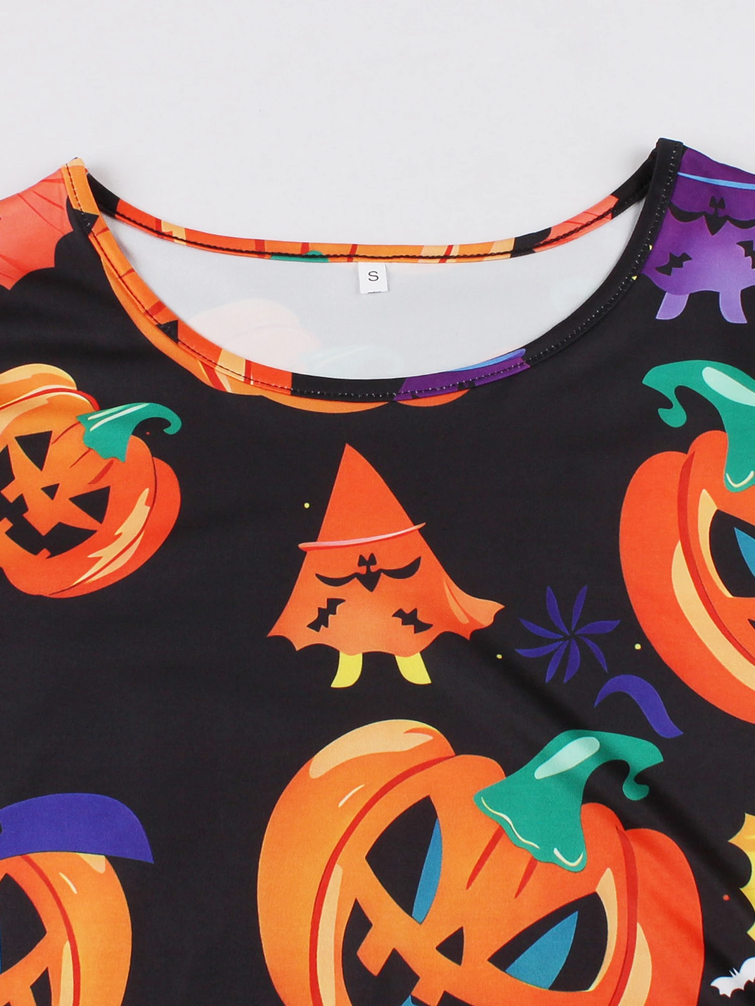 2024 new fun printed Halloween abito a maniche lunghe con temperamento elegante, cintura in vita e abito lungo snellente