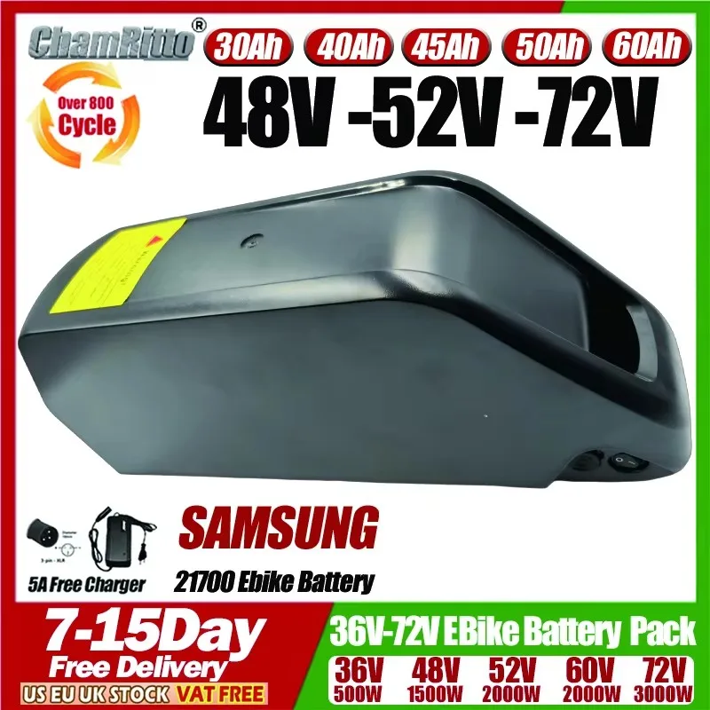 

Electric Bike 60v 72v 1000w Hailong Polly DP7 36v 48v 52v EBike 30Ah DownTube 25 40ah 50Ah 60Ah Battery 21700 Bafang 2000w Motor