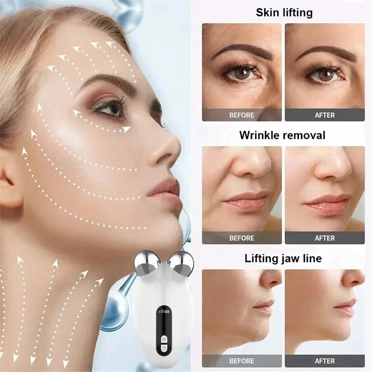 Big Discount Facial Massager Microcurrent Roller EMS Device for Face Lifting Skin Tighten Rejuvenation Chin Remover Anti Wrikle