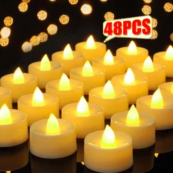 48/1x Heart-shape Led Candle Battery-Power Tealight Flameless Electronic Candles Christmas Wedding Party Decoration Table Lamp