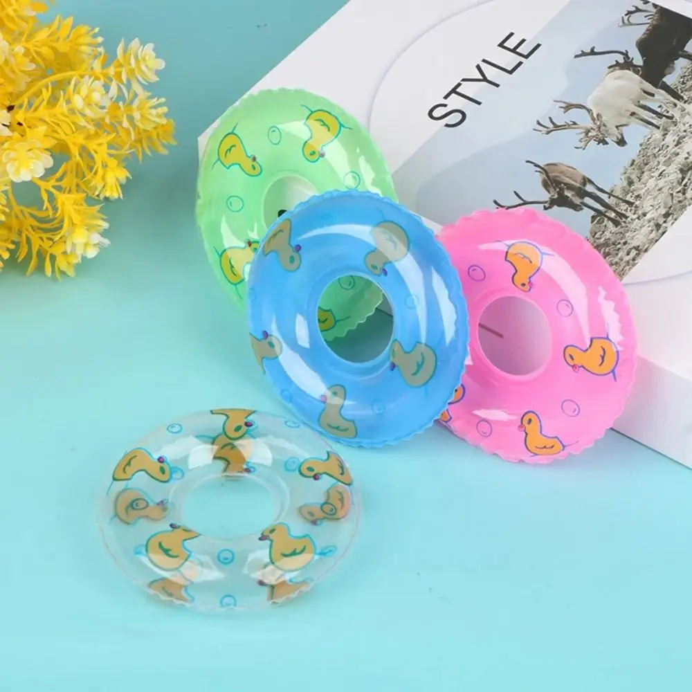 PVC Dollhouse Miniature Swimming Ring Dolls Accessories Inflatable Mini Rings Swimming Toy DIY Yellow Duck