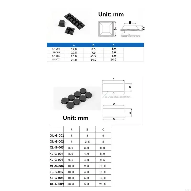 Adhesive Rubber Feet 20 Count for Furniture Bases, Equipment Bottom Use, Desk Devices, and Home Office Contact Areas 87HA