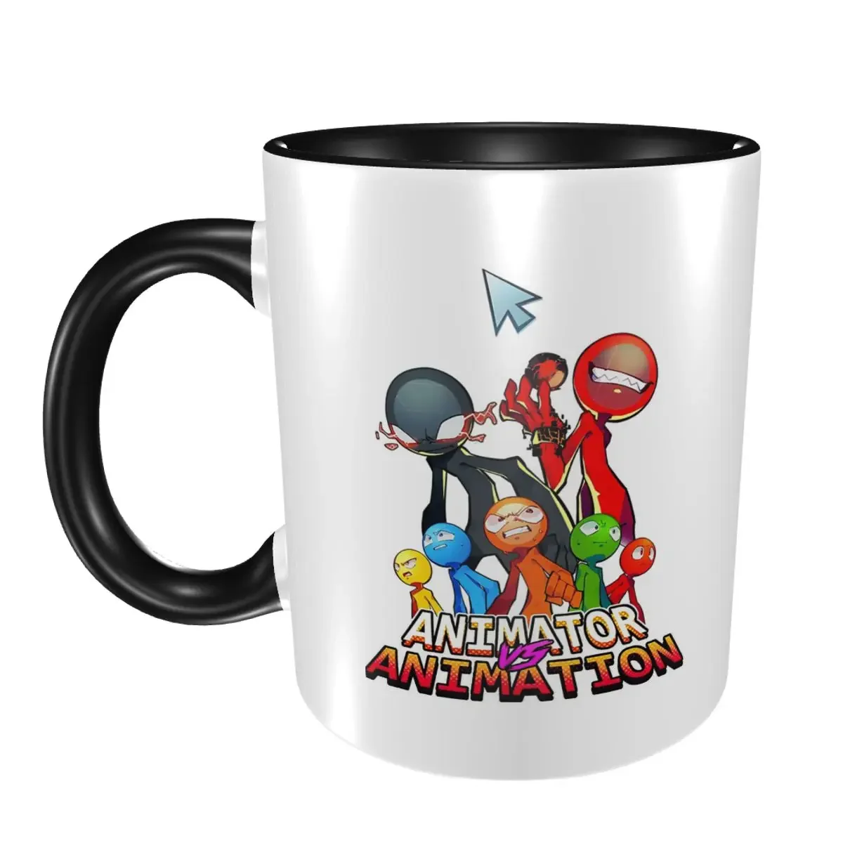Alan Becker Five Stick Figures With Fire Mouse Pickaxe Mug Funny Ceramic Coffee Cups Tea Mugs Milk Cup Drinkware Gift for Friend