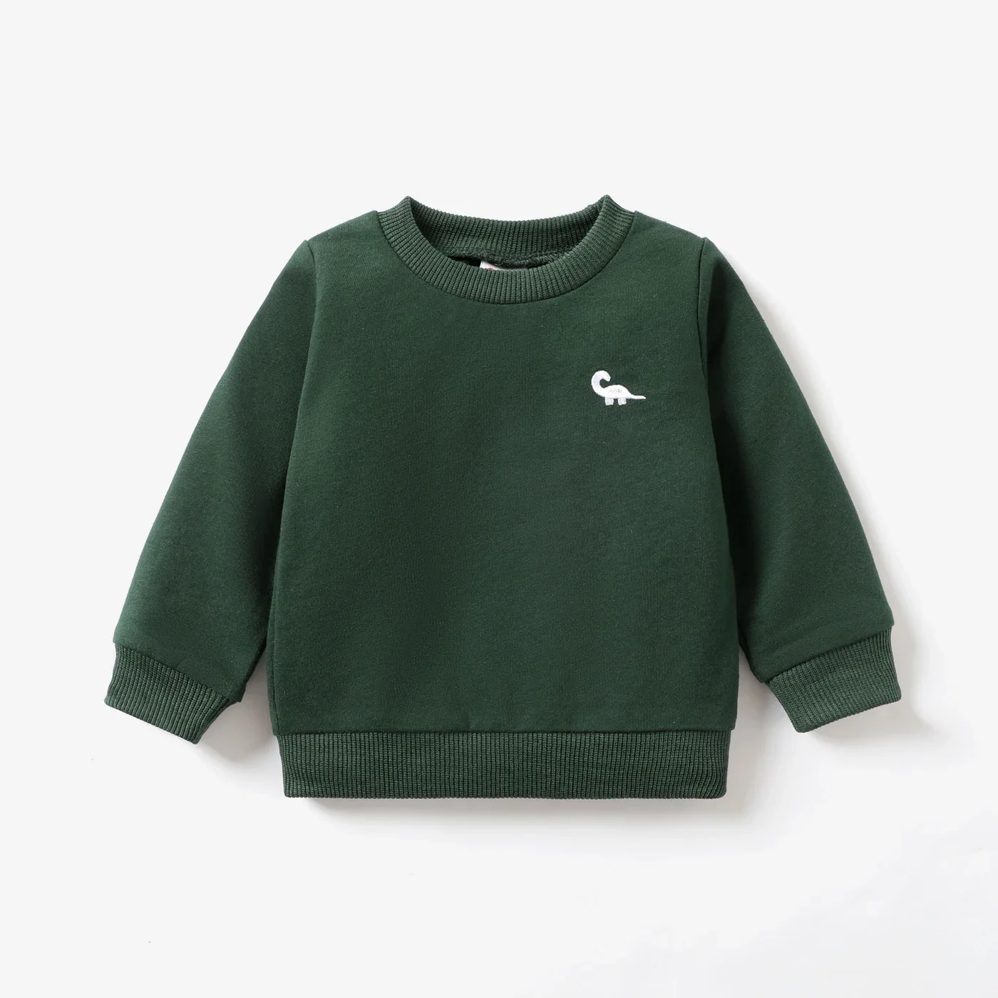 PatPat Baby Boy Animal Pattern Dinosaur Embroidery Long Sleeves Sweatshirt Animal pattern Casual/Outdoor The dinosaur