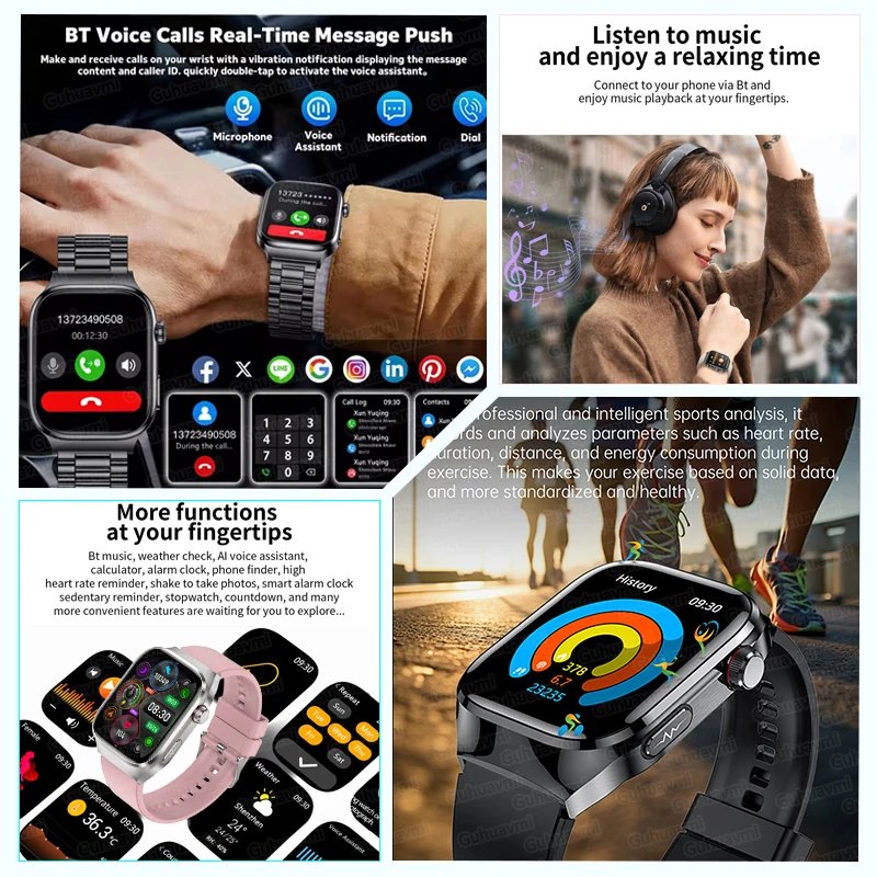 New ECG+PPG Smartwatchs Precise Uric Acid Blood Lipids Pressure Body Analysis Smart Watch Fon Man Women Bluetooth Call Watches