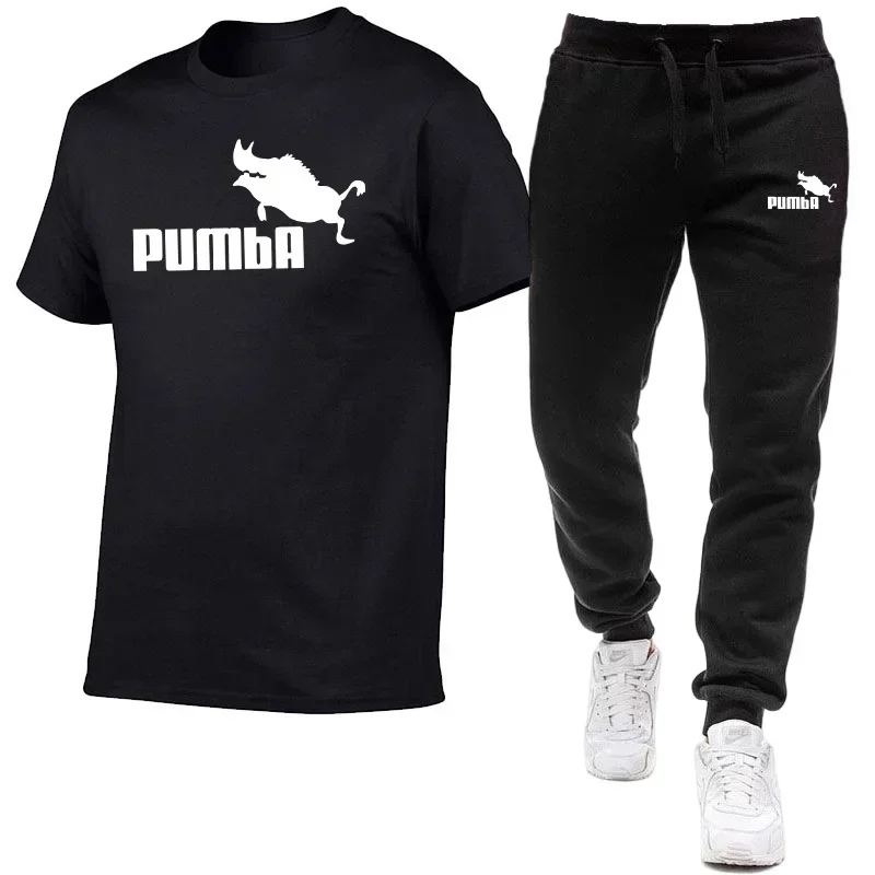 Nieuwe Heren Trainingspak Katoenen T-Shirts En Joggingbroek Gym Korte Mouw Outfits Van Hoge Kwaliteit Casual O-hals T-Shirts Joggingpak