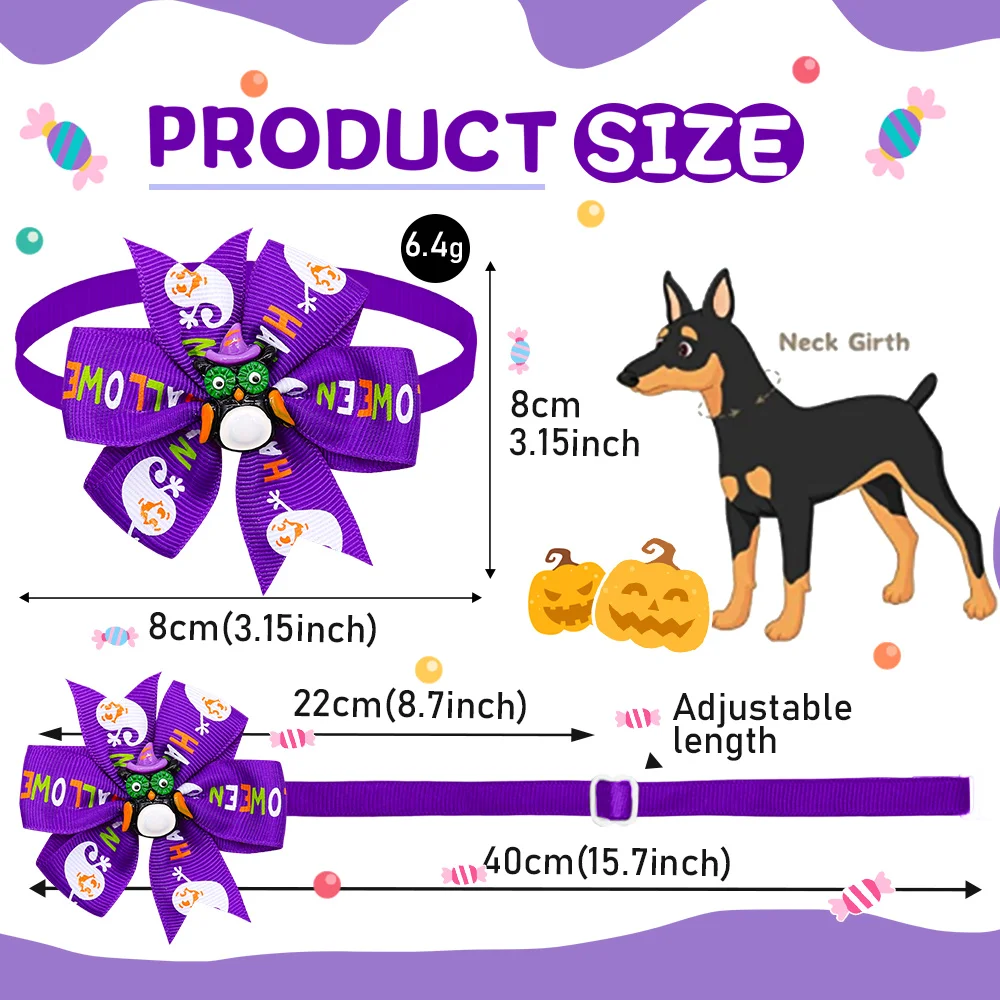 20 قطعة ربطات عنق للكلاب حفلة الهالوين ربطات عنق قابلة للتعديل للحيوانات الأليفة للكلاب والقطط أطواق للكلاب ملحقات تهذيب الكلاب على شكل زهرة