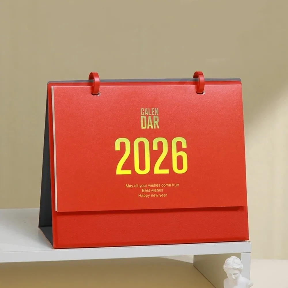 النمط الصيني 2026 أجندة مكتبية /رزنامة مكتبية بلون لفائف ملزمة الحصان سنة التقويم بسيط شهر تاريخ عرض الجدول الزمني مخطط #3