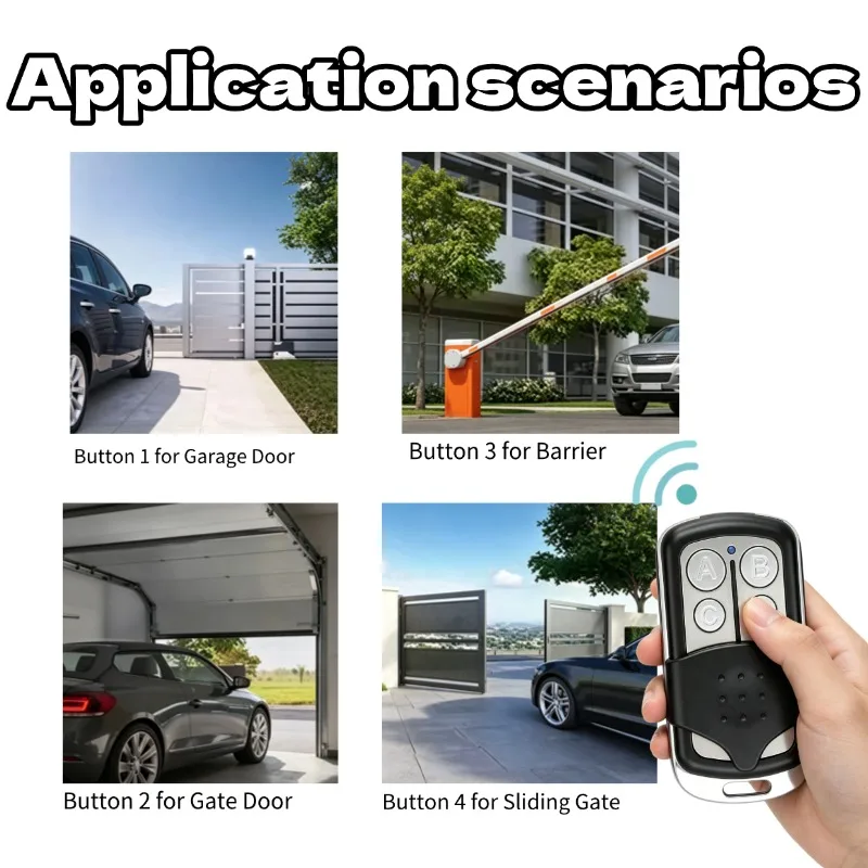 Universal 433MHz RF Wireless Remote Control Duplicator Copy Code Key Fob For Garage Door Roller Shutter Barrier Gate Opener