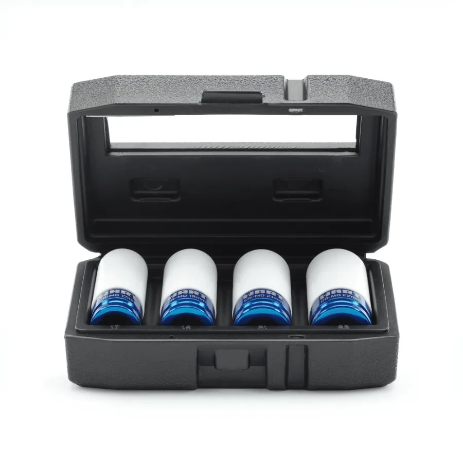 

Набор ударных торцевых головок 1/2 дюйма, не оставляющих следов, 4 штуки, стандартные размеры