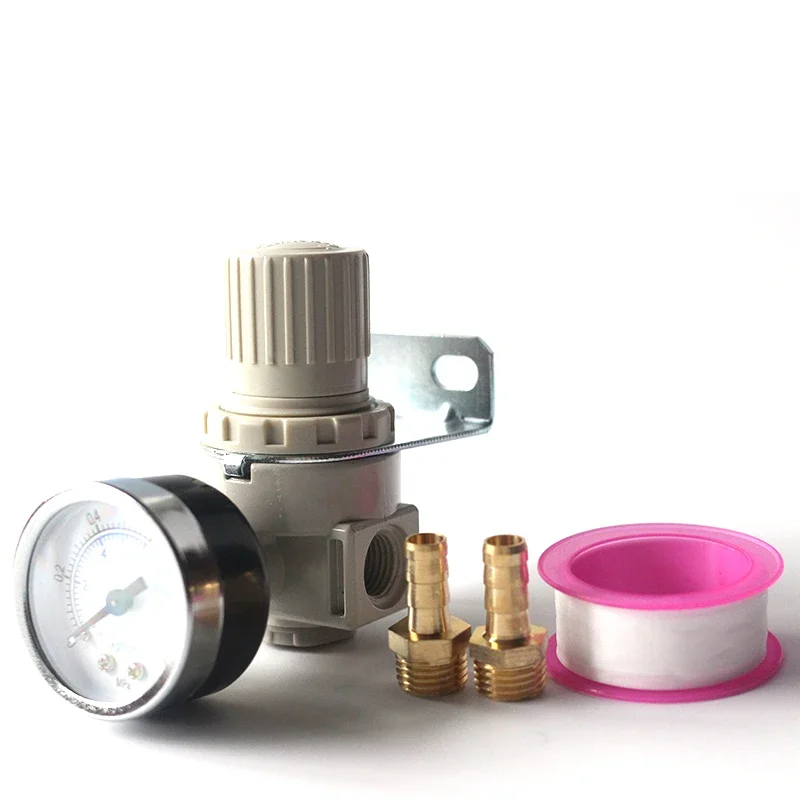 AR2000 1/4'' Air Pressure Regulator Control Compressor Pump Gas Regulating Treatment Units with Gauge Adjustable