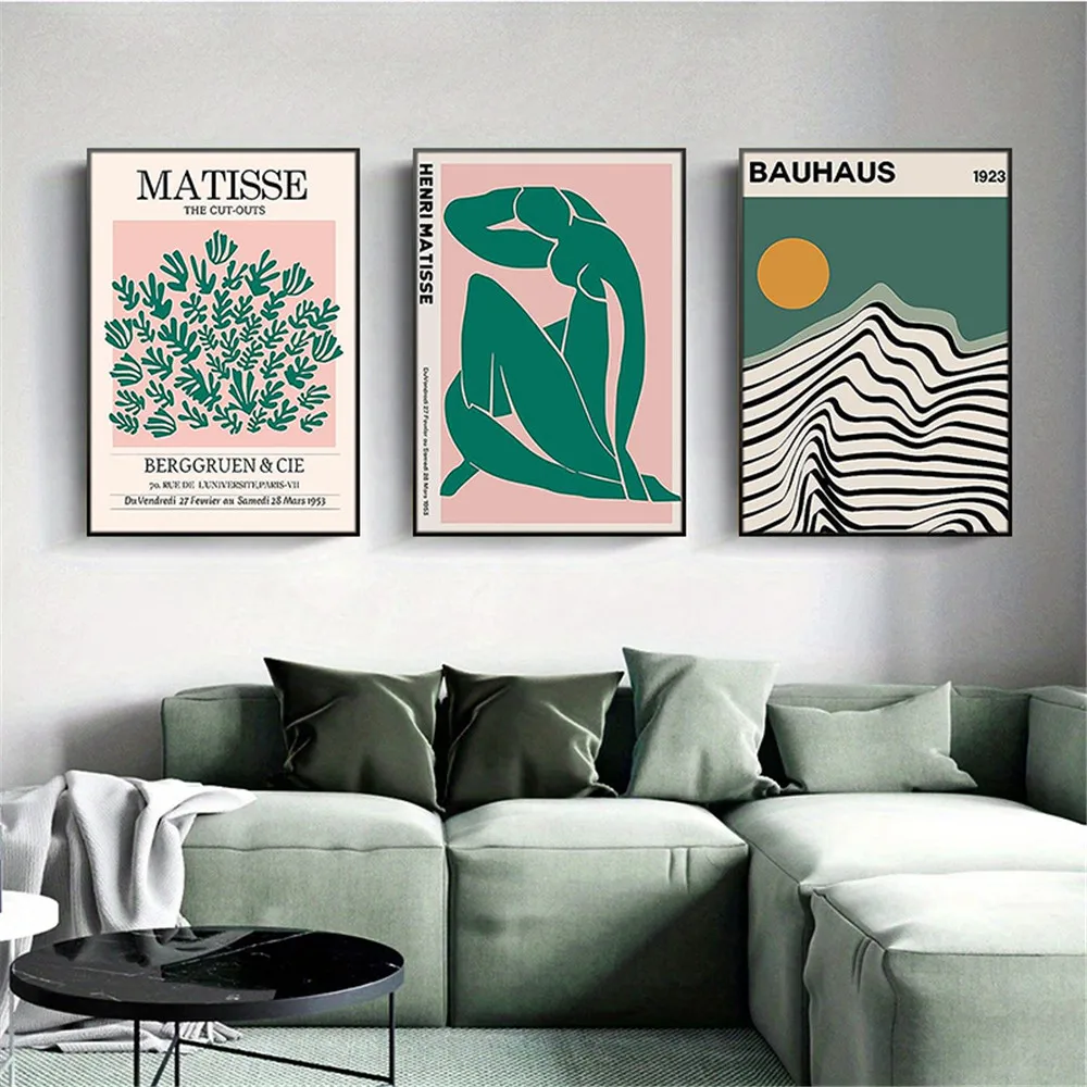 Abstract Green Matisse Canvas Art Poster Modern Figure Sketch Line Plant Wall Painting for Bedroom Living Room Decor Aesthetic