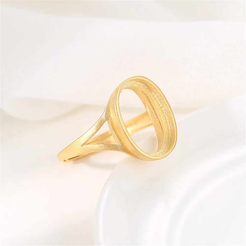 

Ring Blank for 7x9mm/8x10mm/9x11mm/10x14mm/12x16mm/13x18mm Oval Cabochons Matte Yellow Gold Plated 925 Silver Adjustable Ring