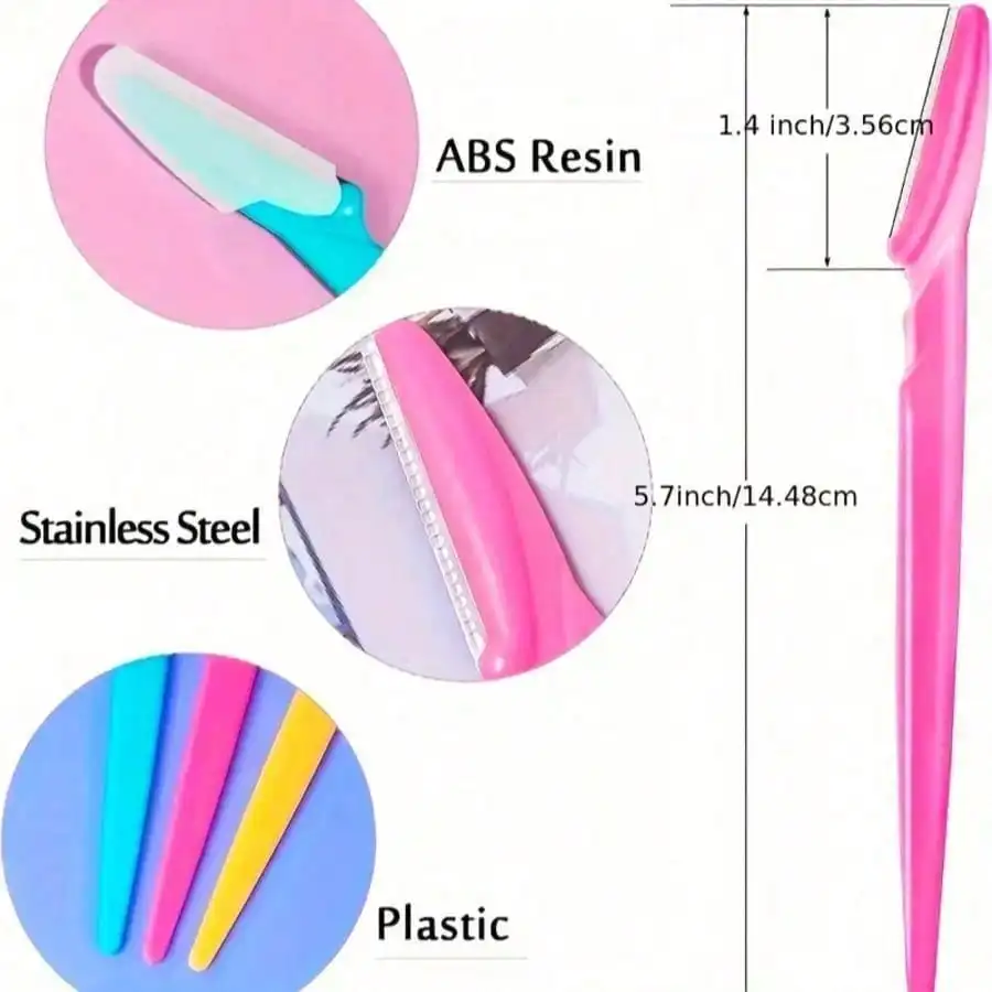 12-Pack Stainless Steel Eyebrow Razors - Fragrance-Free Hair Remover, Perfect Valentine's Day Gift