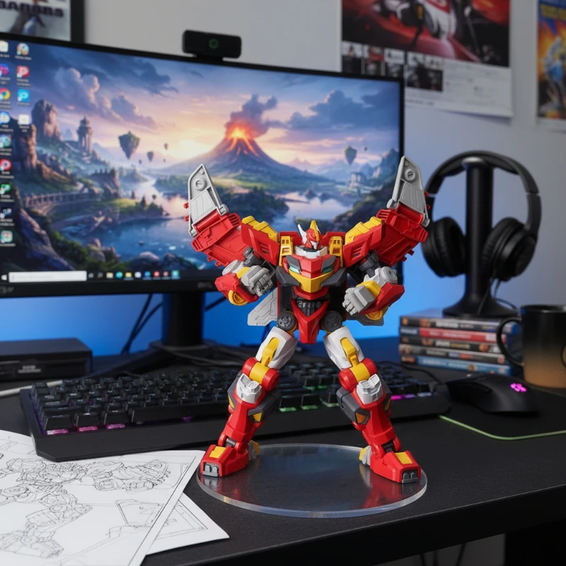 Robô de deformação diy fogo dragão mech modelo de plástico brinquedos computador mesa ornamento brinquedos das crianças para meninos aniversário convidados presentes