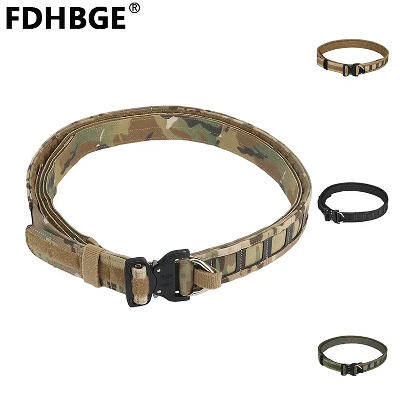 FDHBGE Tactical Waistband Hunting Belt Quick Release Outdoor Hiking Travel Airsoft Acessories Paintball