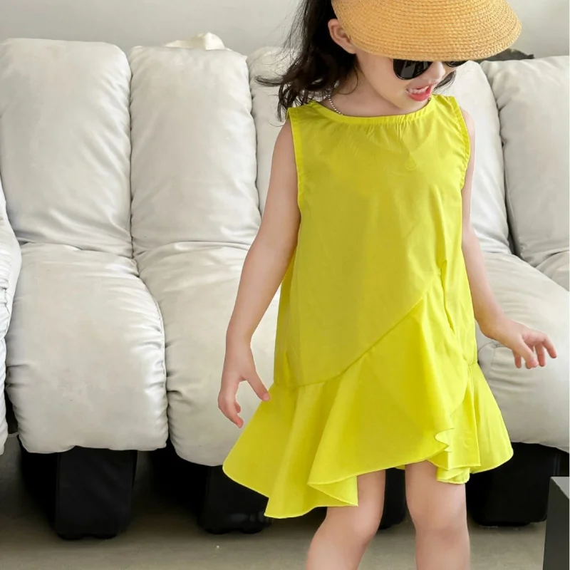 

Girls' dress with irregular hem, sleeveless tank top dress26New summer children's clothing wholesale