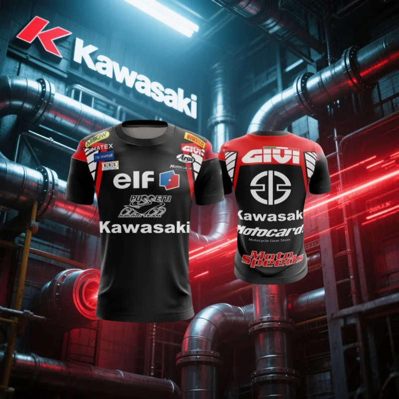 

Men's T-shirt Kawasaki Motorcycle T-Shirt Kawasaki T-Shirt Summer Riding T-Shirt Sunscreen Fast Drying Sweat Absorbing T-shirt