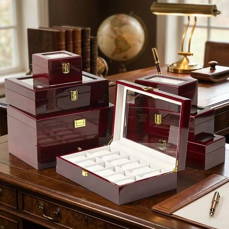 1/2/3/5/6/10/12 Slot Wooden Watch Box, Portable Travel Organizer, Watch Display Storage Case and Gift Box for Men