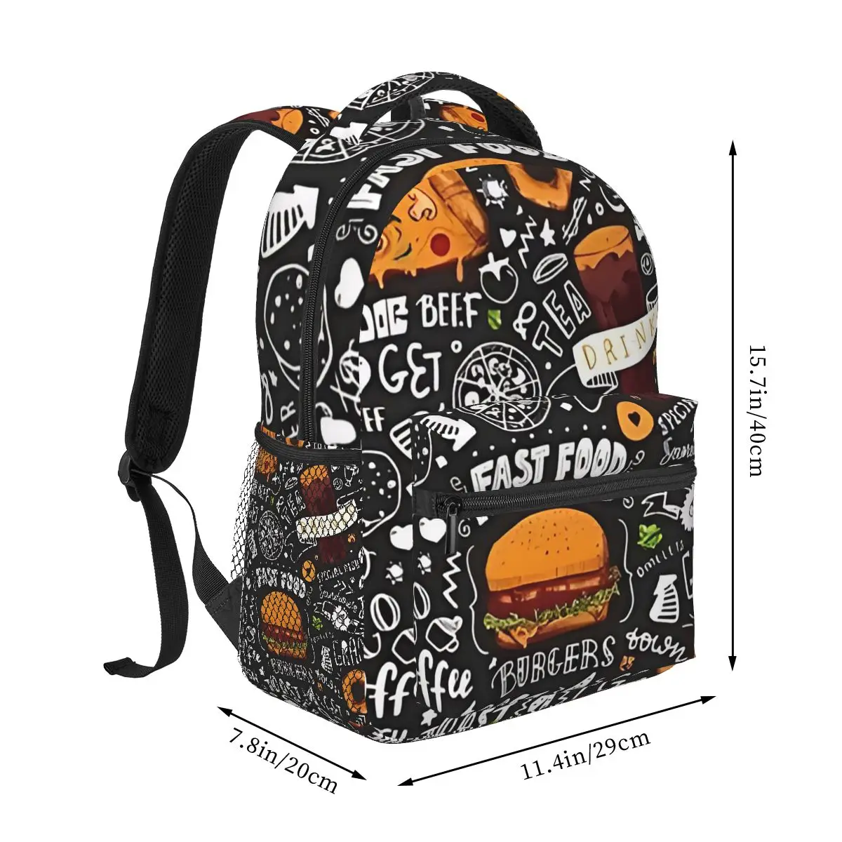 Large Hamburger Pattern Backpack Hot Sale Daypack Large Capacity Kids BookBag School Bag Shoulder Bags for Men Women
