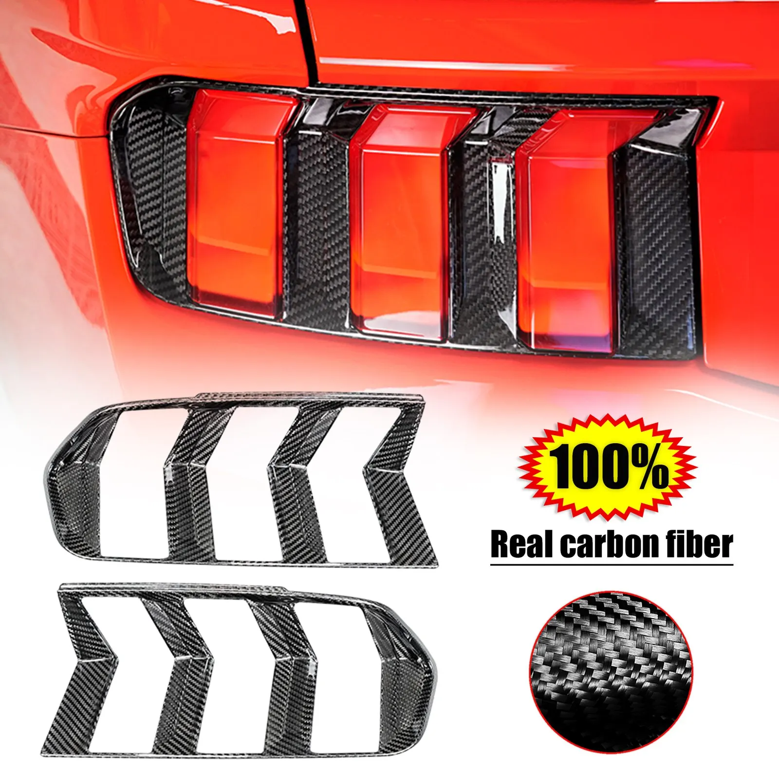 Taillight Cover Trims Carbon Fiber For Ford Mustang 2024-2026