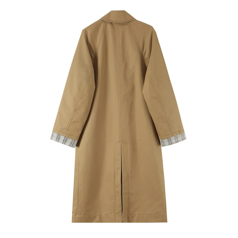 Guobioziy 2026 Autumn British Style Women Lapel Collar Reversible Long Trench Coat Single Breasted Vacation City Stroll Outfit