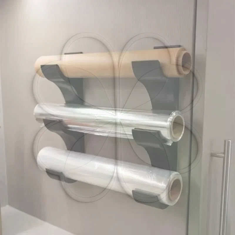 Kitchen Roll Organizer Holder No Drilling Required Double-Sided Adhesive Tape for Cabinet Pantry Bathroom Organization