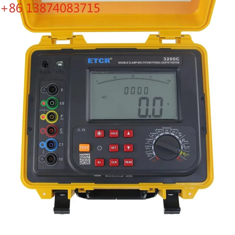 ETCR3200C 250MA 300KΩ Double-Clamp Earth Resistance Tester Multifunctional Ground Resistance Tester