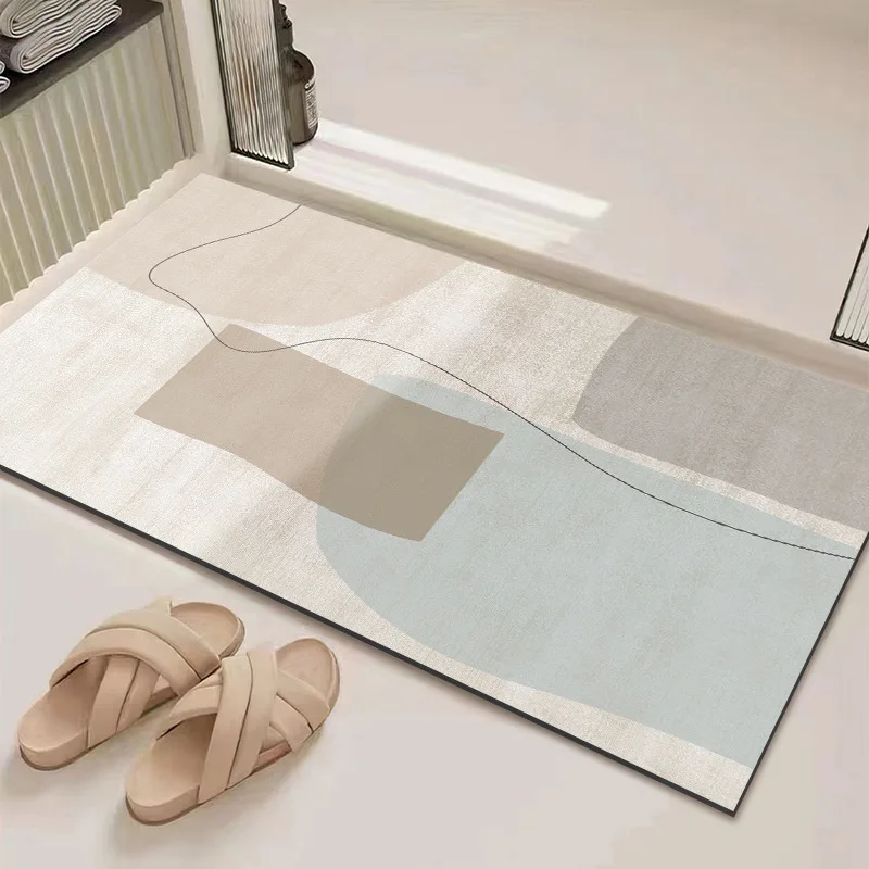 Minimally modern bathroom floor mat, absorbent anti slip bathroom door diatomaceous earth quick drying shower floor mat