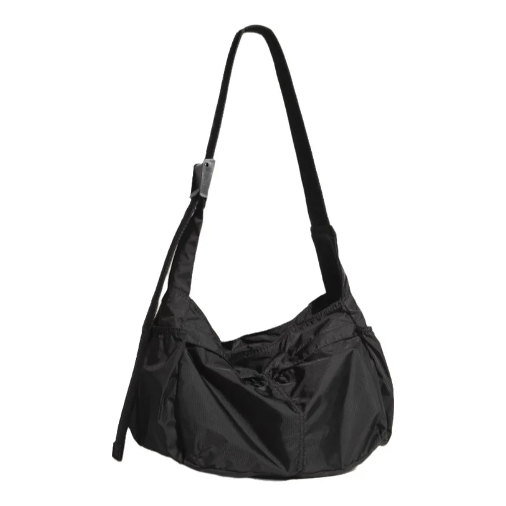 Versatile Portable Crossbody Bag Large Capacity Waterproof Shoulder Bag Solid Color Smooth Oxford Cloth Outdoor Bag Unisex