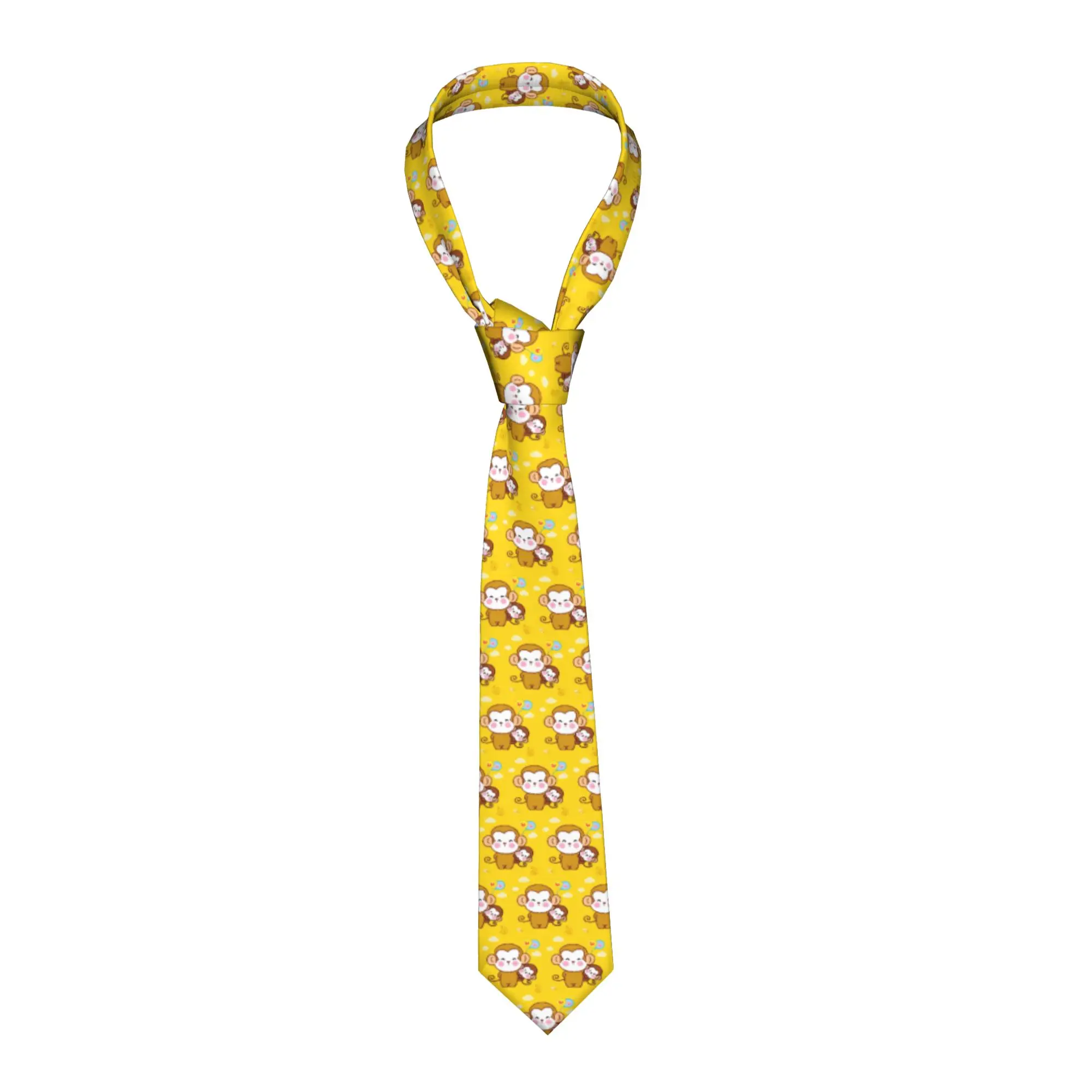 

Мужской шелковый галстук с забавным принтом обезьян и бананов, бесшовный, для свадьбы и торжественных мероприятий