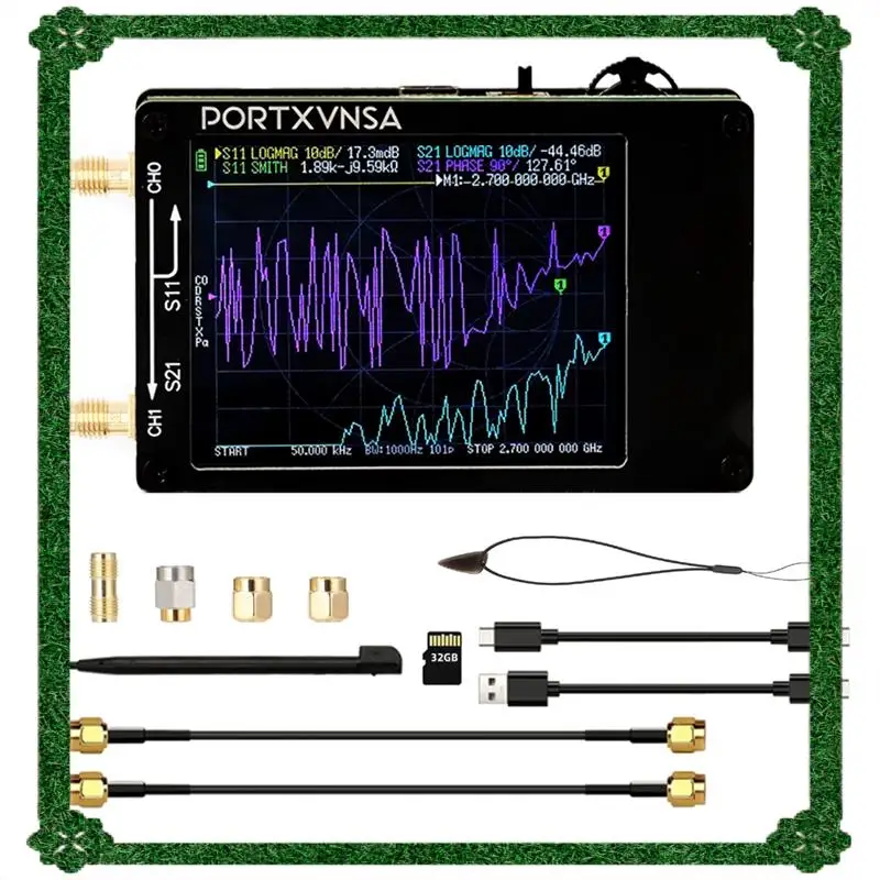 تسليم 24 ساعة Nanovna Plus نسخة مطورة من محلل شبكة المتجهات 50 كيلو هرتز - 2.7 جيجا هرتز MF VHF UHF مع بطاقة SD 32 جيجا للهوائي