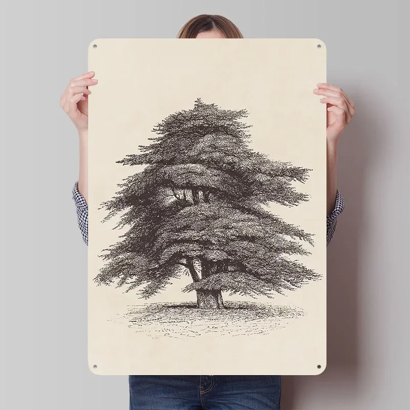 Cedar of Lebanon Tree 01 Metal Poster Customized Wall Art Retro Vintage Metal Tin Signs for Interior Accessories Room Decorat