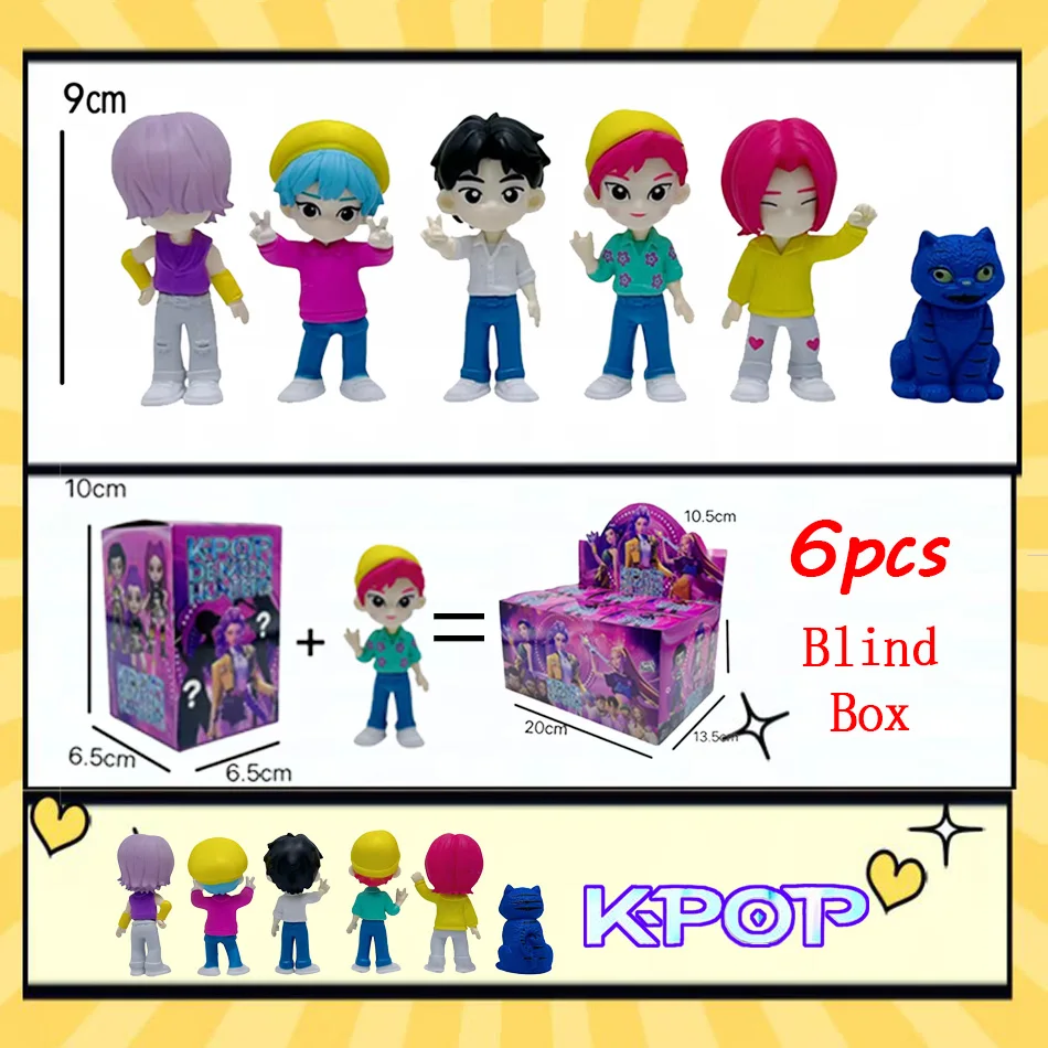 6pcs Kpop Devil Hunter Actiefiguren Set Blind Box Demontage Fun Tiger Rumi Mira Zoey Sussy Collectible Kid Kerstcadeaus