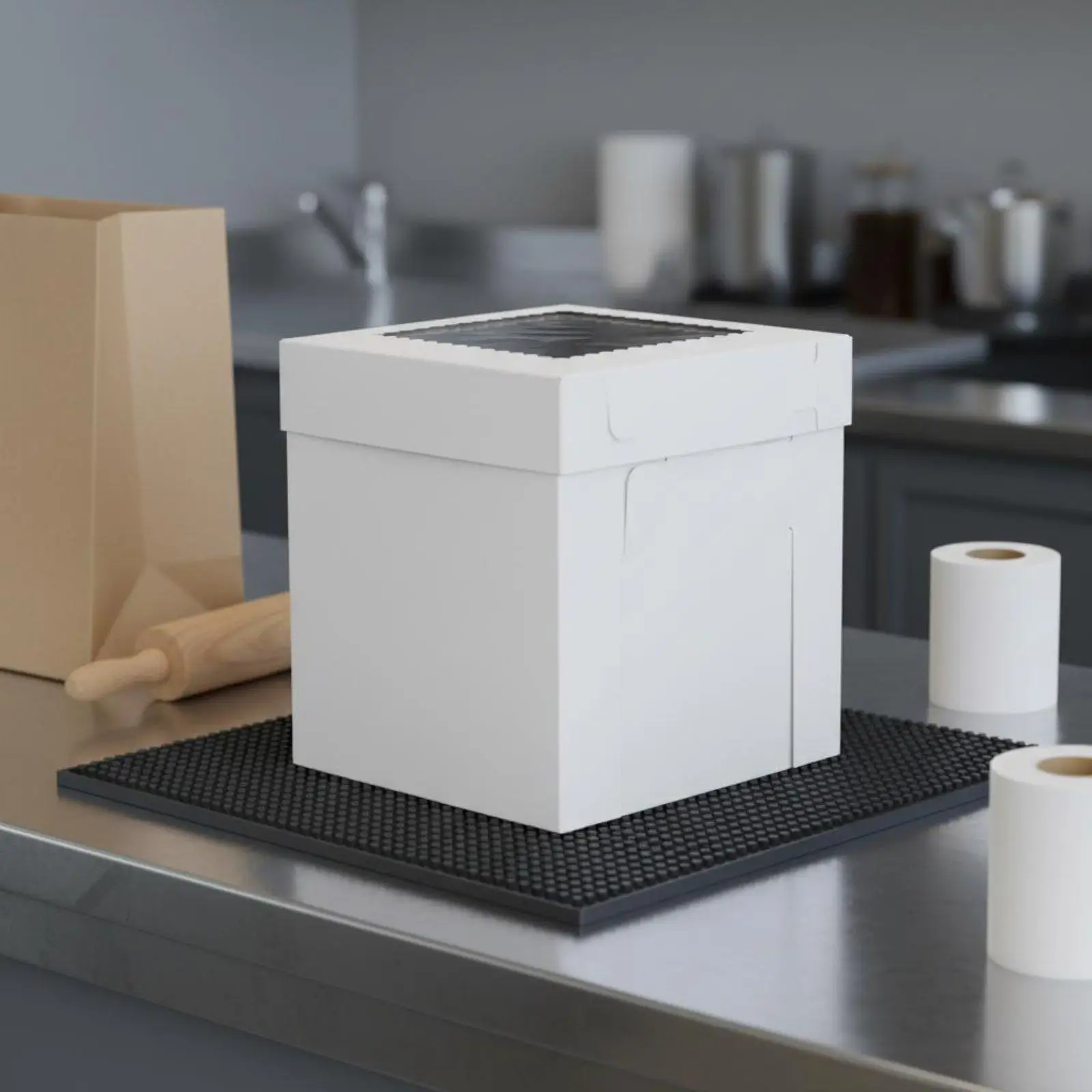 Paper Cake Box Sturdy Cardboard Window Cake Transport Container Folding Design for Pastry-Making, Party
