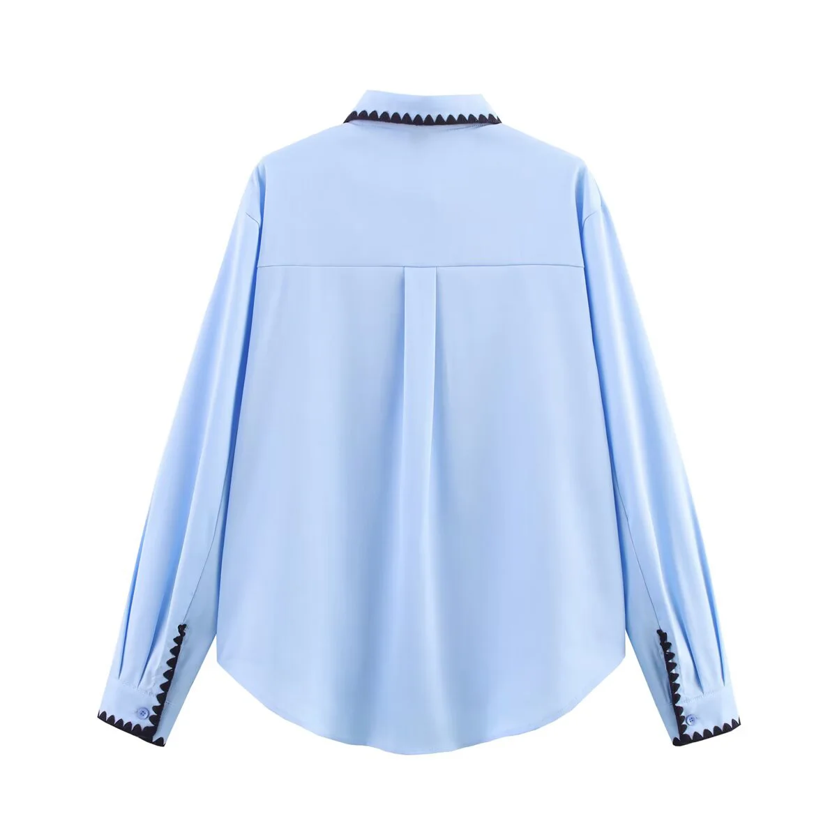 2025 Summer New Women's Fashion Style Versatile Shell Craftsmanship Blue Shirt Long Sleeve Shirt