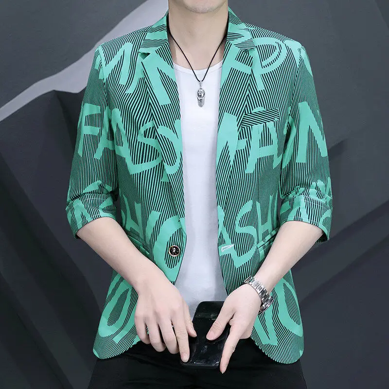 

Lightweight Short Sleeve Men's Breathable Cool Feeling Korean Stripe Design Casual Style Polyester Fiber Spring Summer