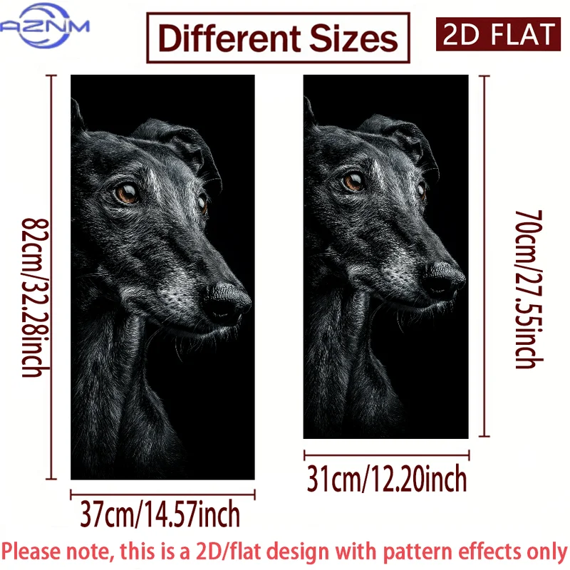2D/FLAT-1pc Black Greyhound Dog Portrait Trash Can Sticker Wall Sticker PVC Self - Adhesive Waterproof Scratch - Resistant Dec